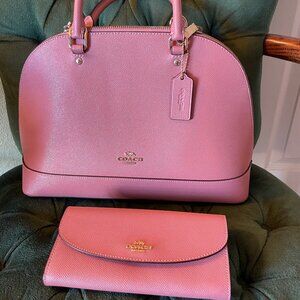 Coach *SET!* Sierra Crossgrain Leather Ladies Satchel Bag and Wallet - Lt. Pink